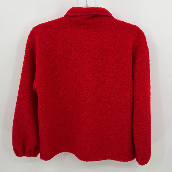 LOFT Sherpa snap collar red pullover - Picture 3 of 11